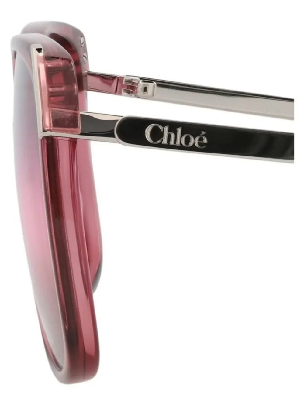 New Chloé Womens Square/Rectangle Burgundy Silver Red Fashion Designer Sunglasse